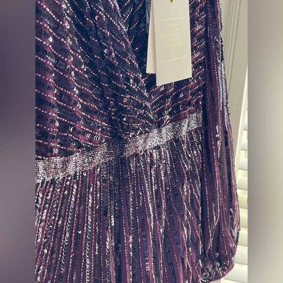 NWT Mac Duggal 5784 Deep Purple Plum Bishop Sleeve Ruffle Skirt Dress Size 20W - Picture 10 of 11